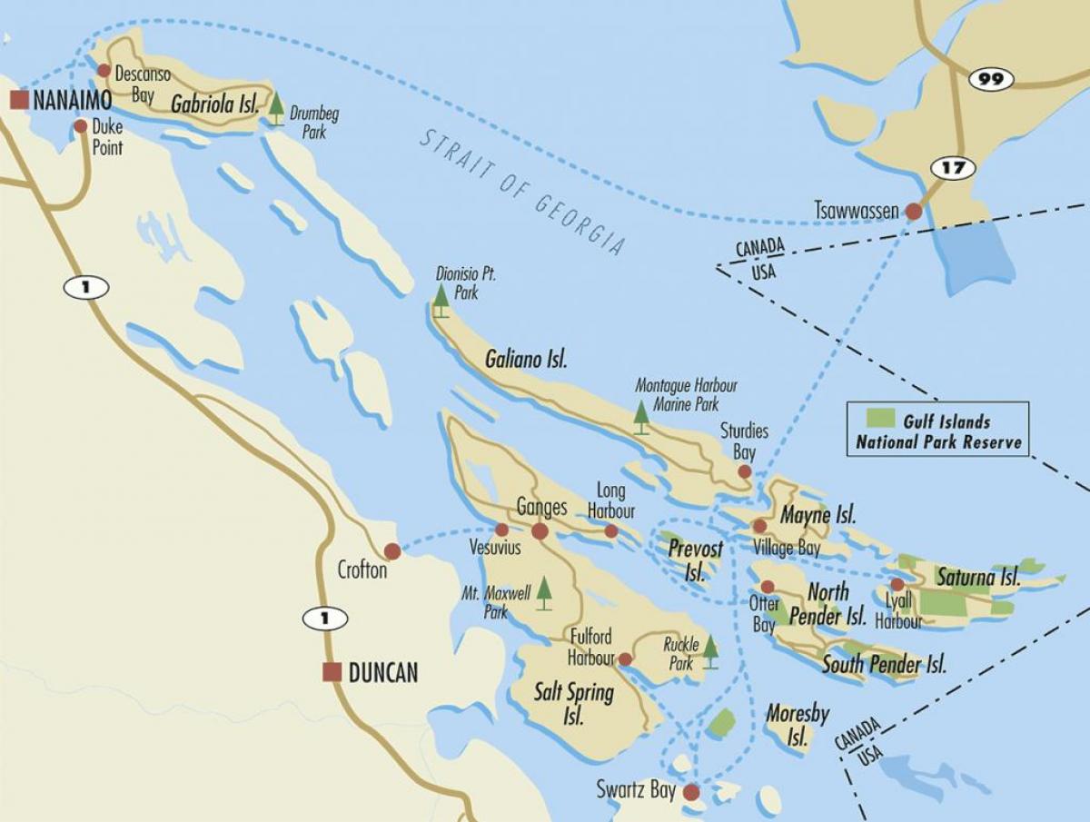 map of gulf islands bc canada