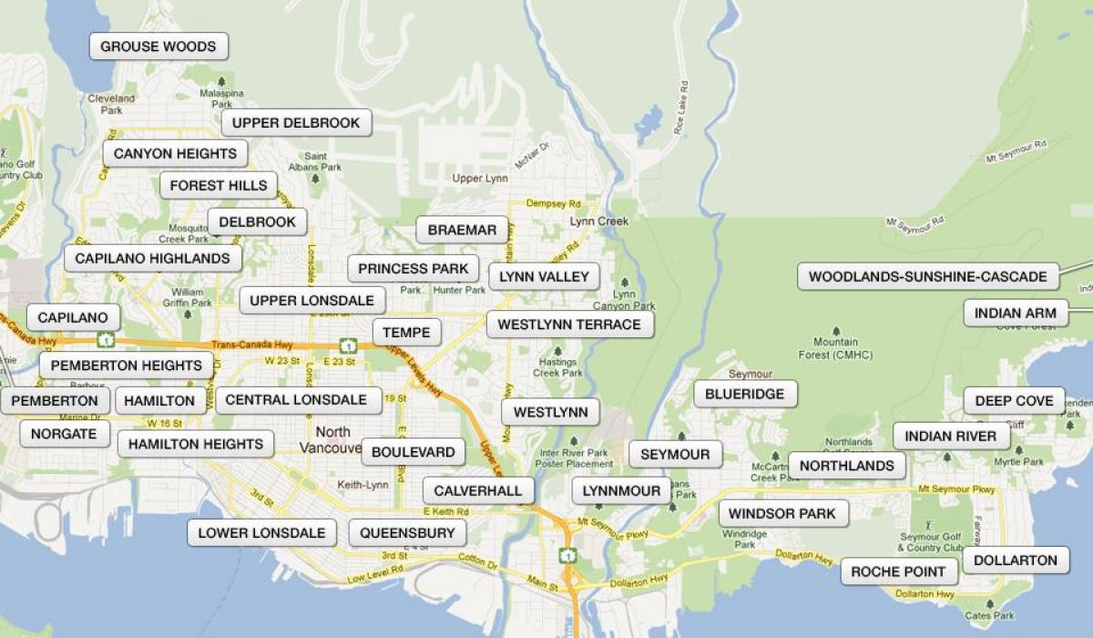 Map of north vancouver neighbourhoods