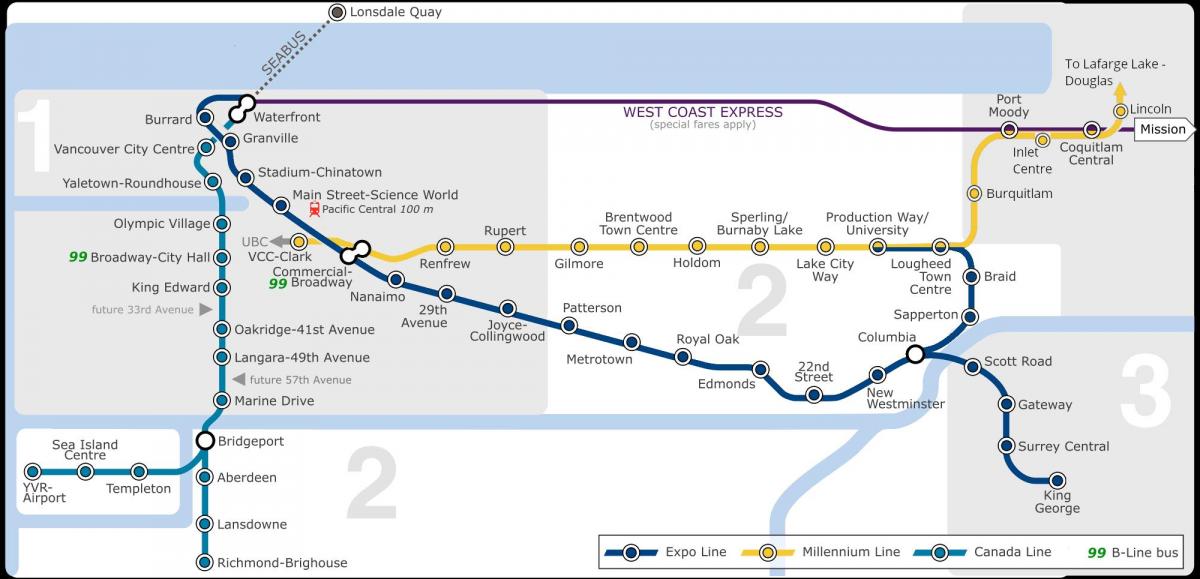 vancouver airport to downtown skytrain map