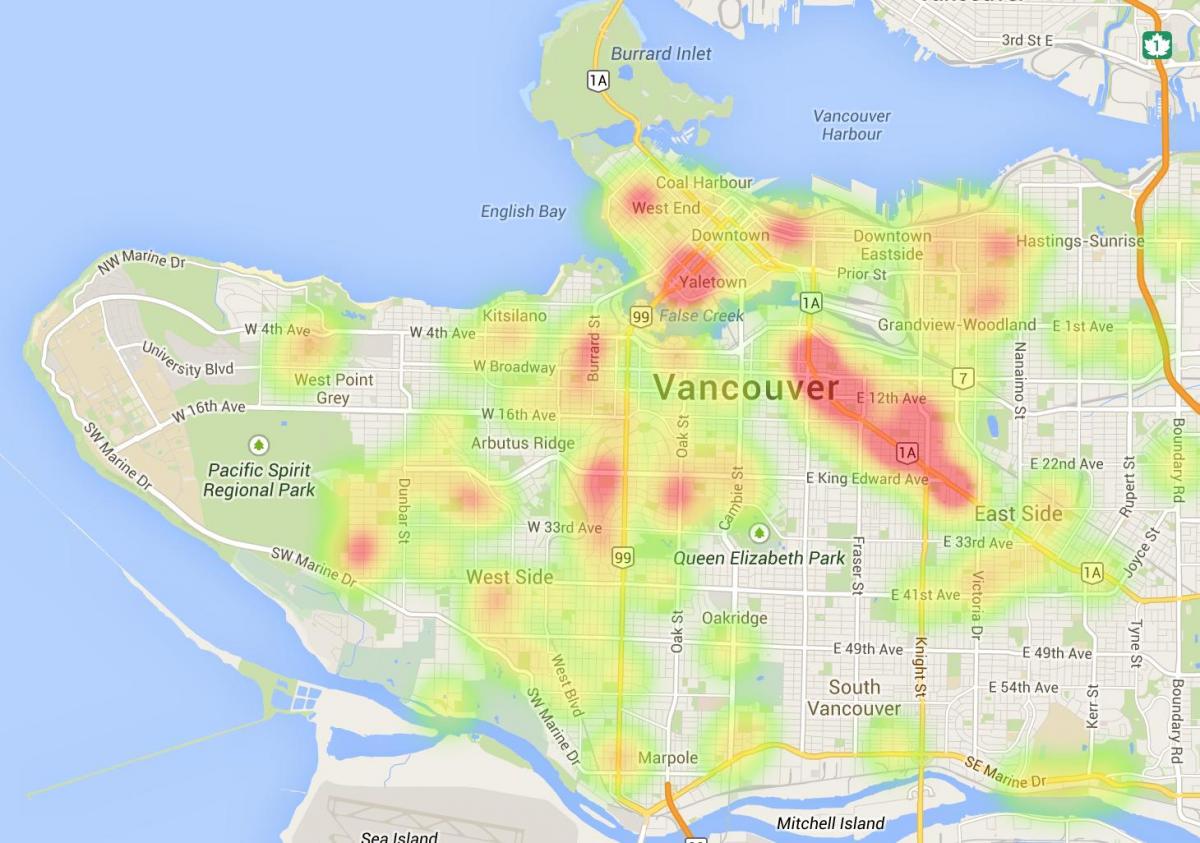 Map of vancouver heat