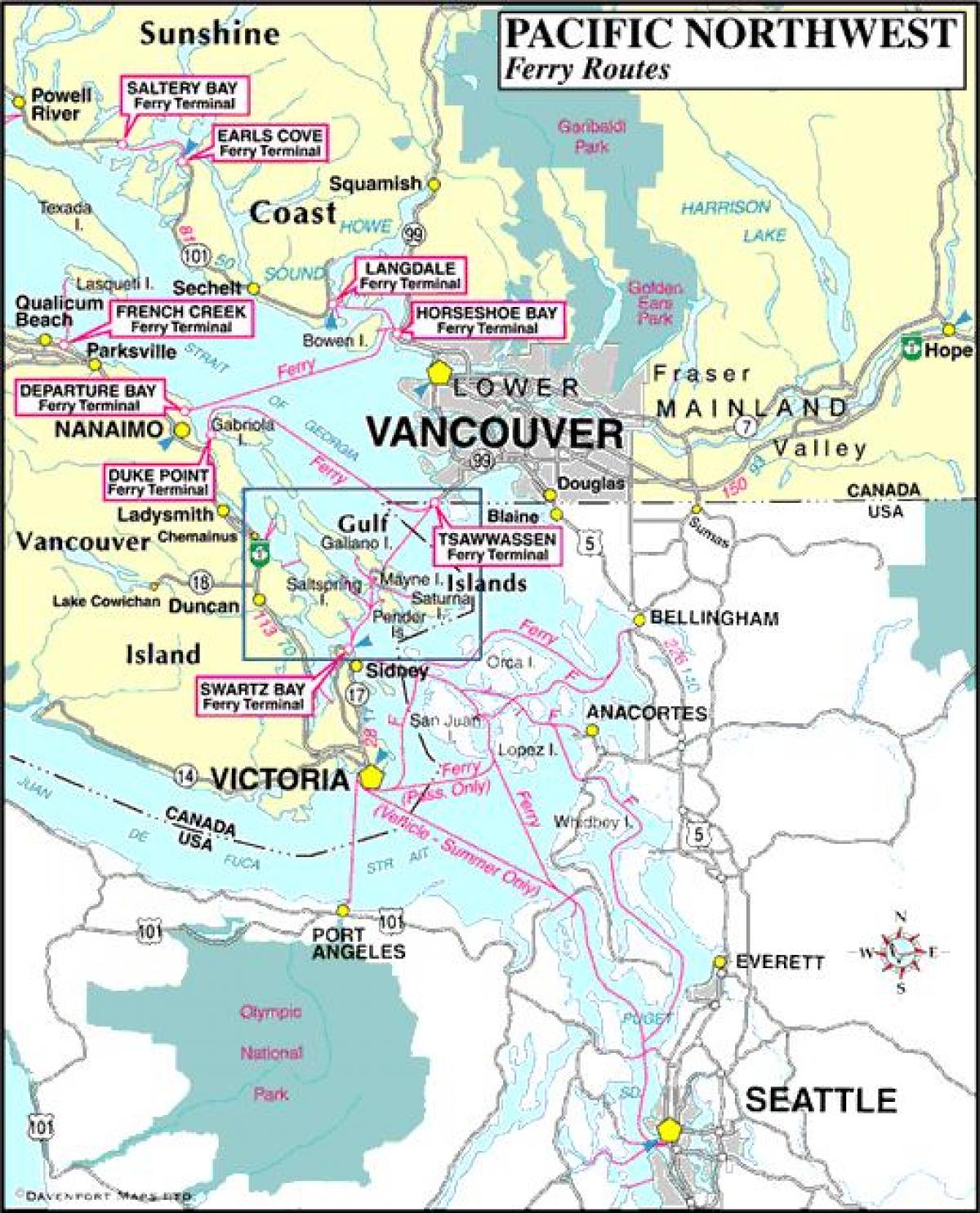 vancouver island ferry routes map