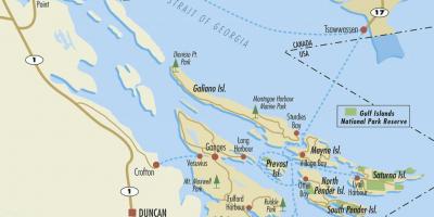Map of gulf islands bc canada