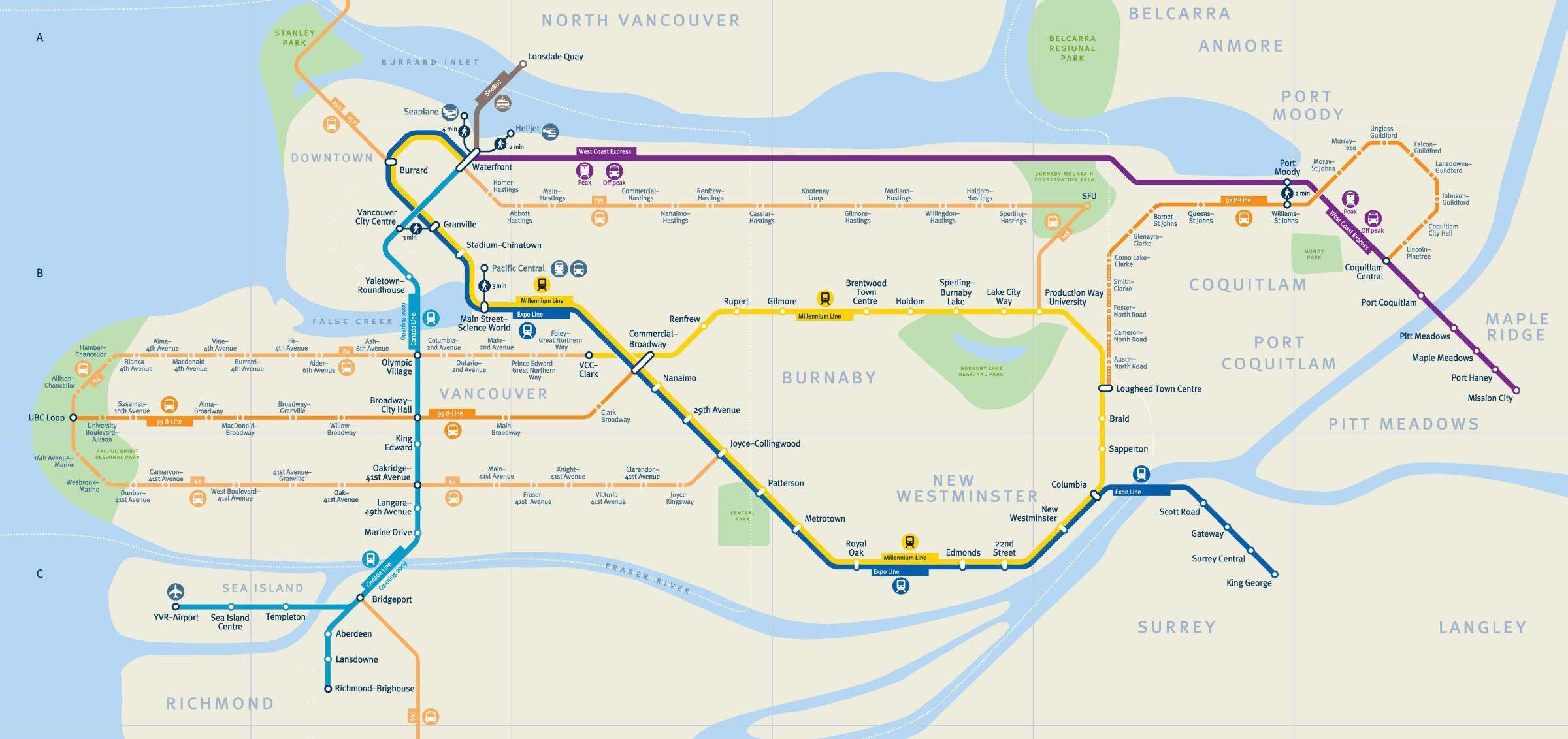 Vancouver Skytrain Routes Vancouver Subway Map HLULDM