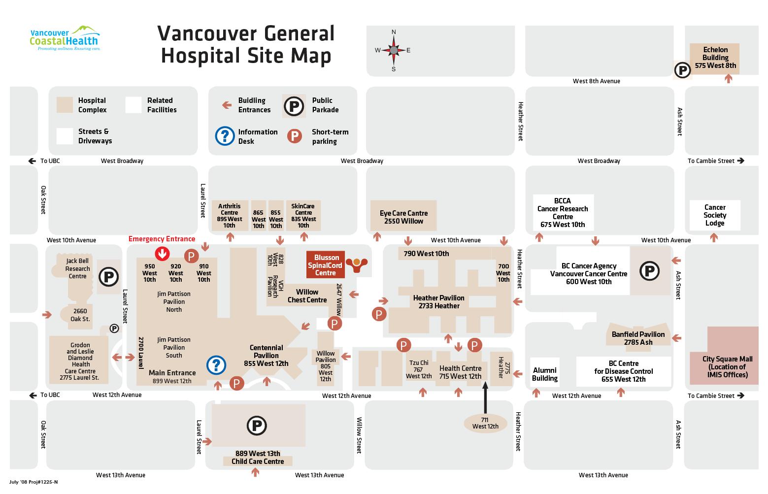 Vancouver General  Map Vancouver general hospital map   Vgh hospital map (British 