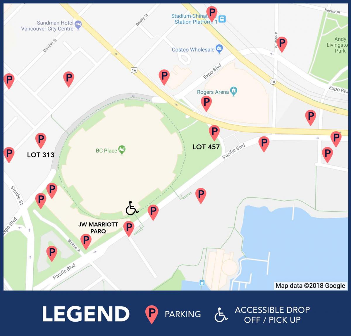 Map of bc place parking