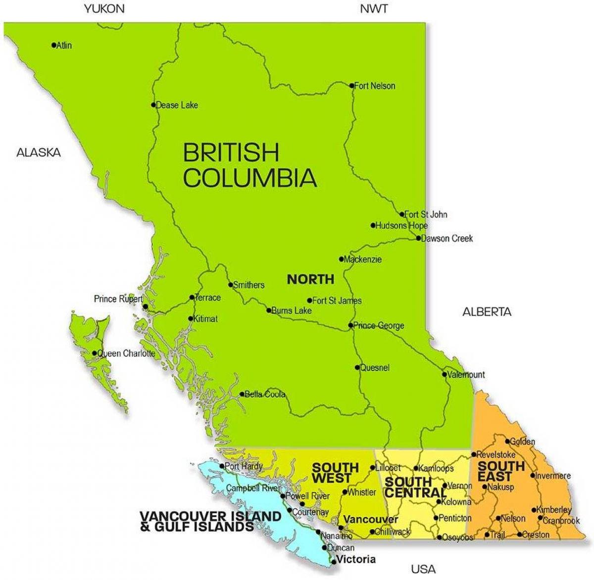 Map of british columbia regions