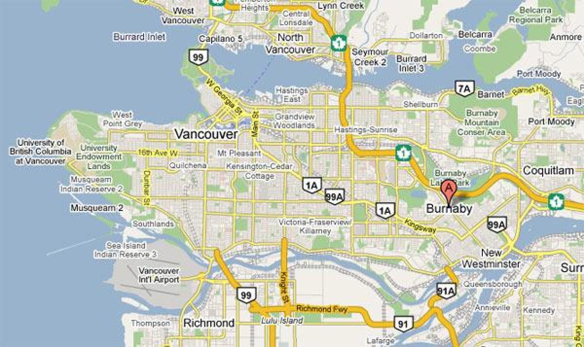 Map of burnaby vancouver