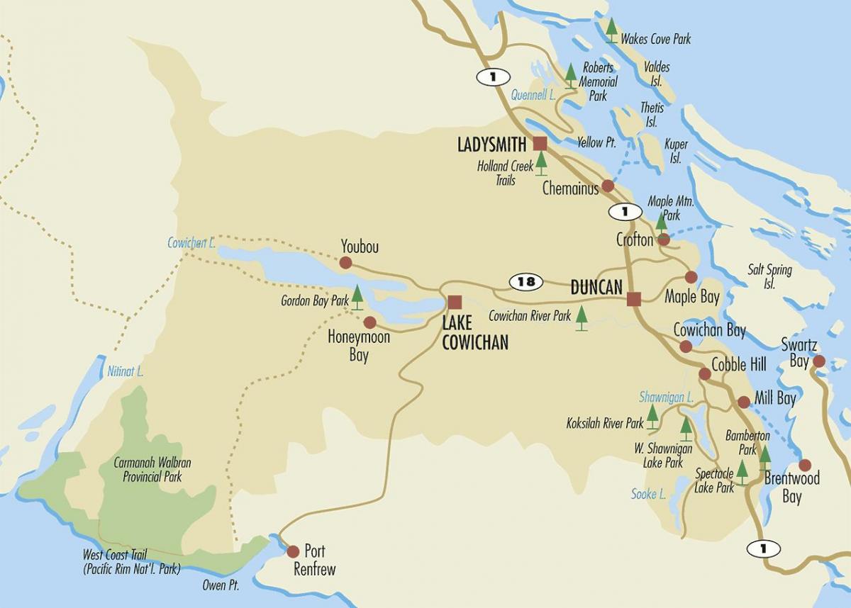 Map of duncan vancouver island 