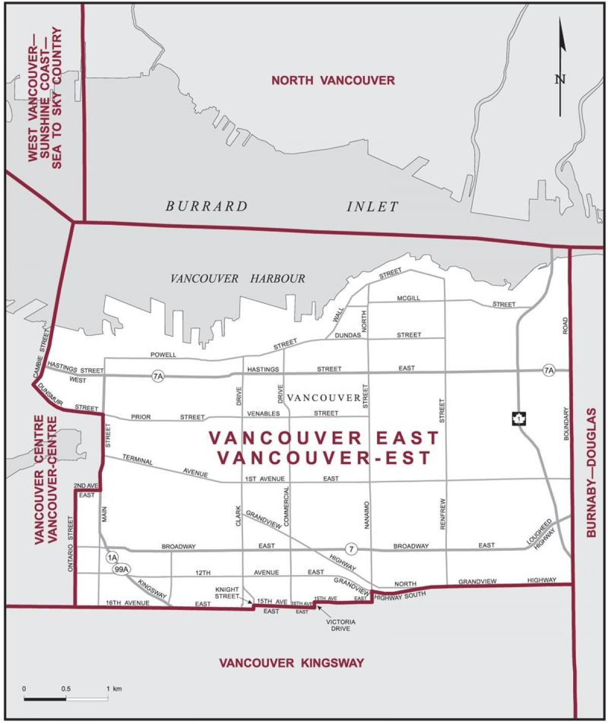 Map of east vancouver 