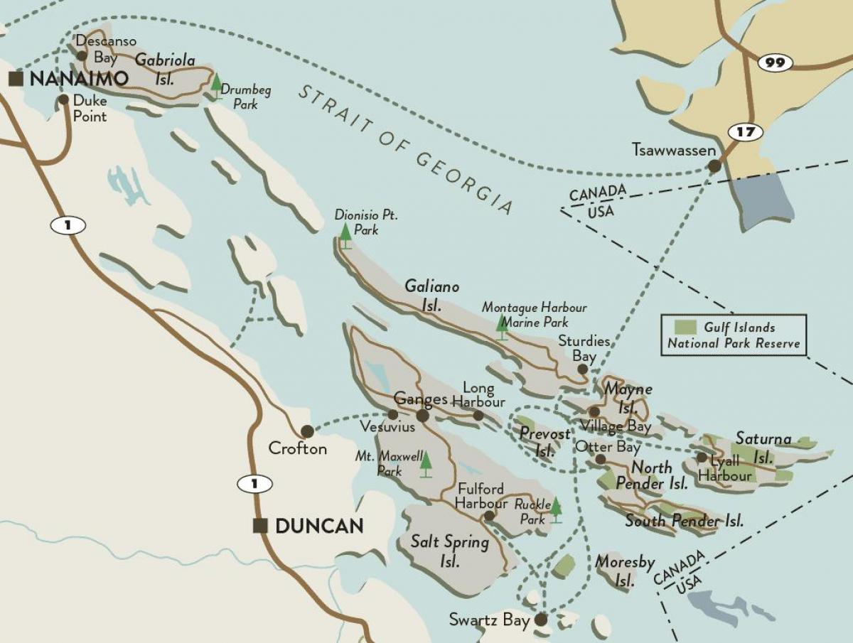 map of vancouver island and gulf islands