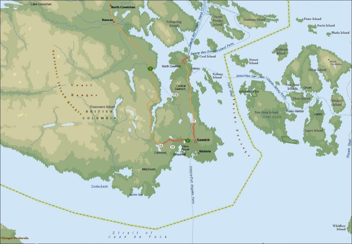 Map of saanich vancouver island