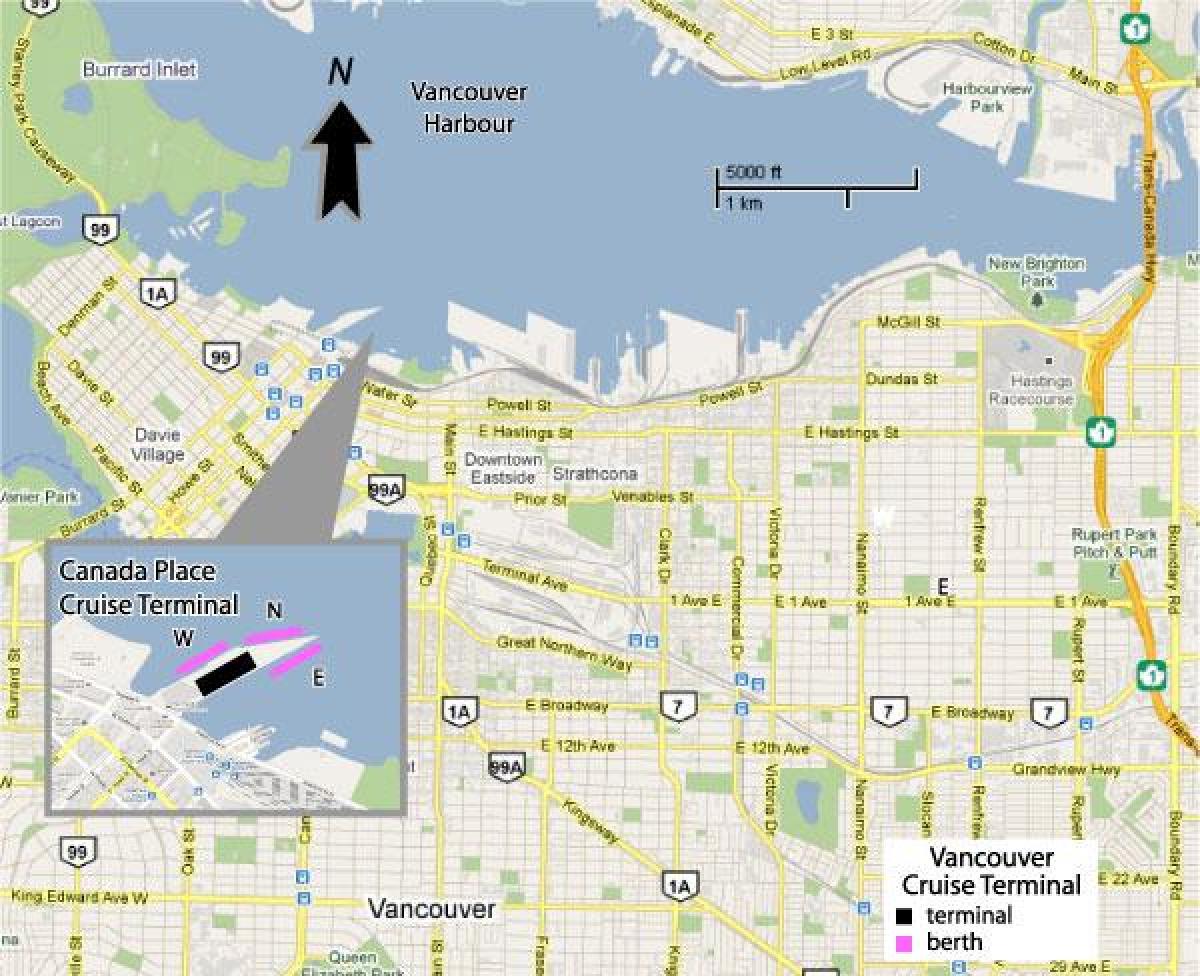 cruise ship port vancouver map