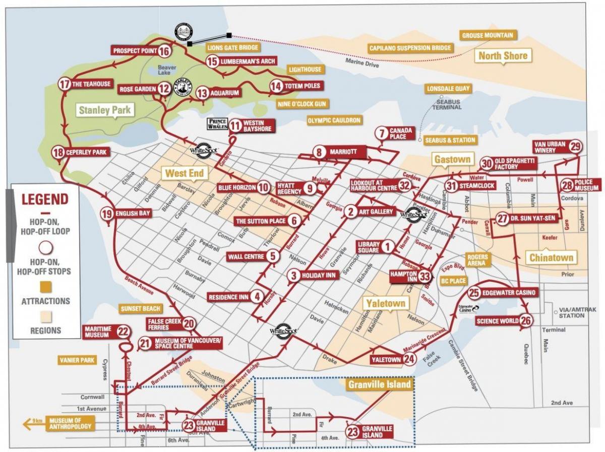 Map of vancouver hop on hop off trolley 