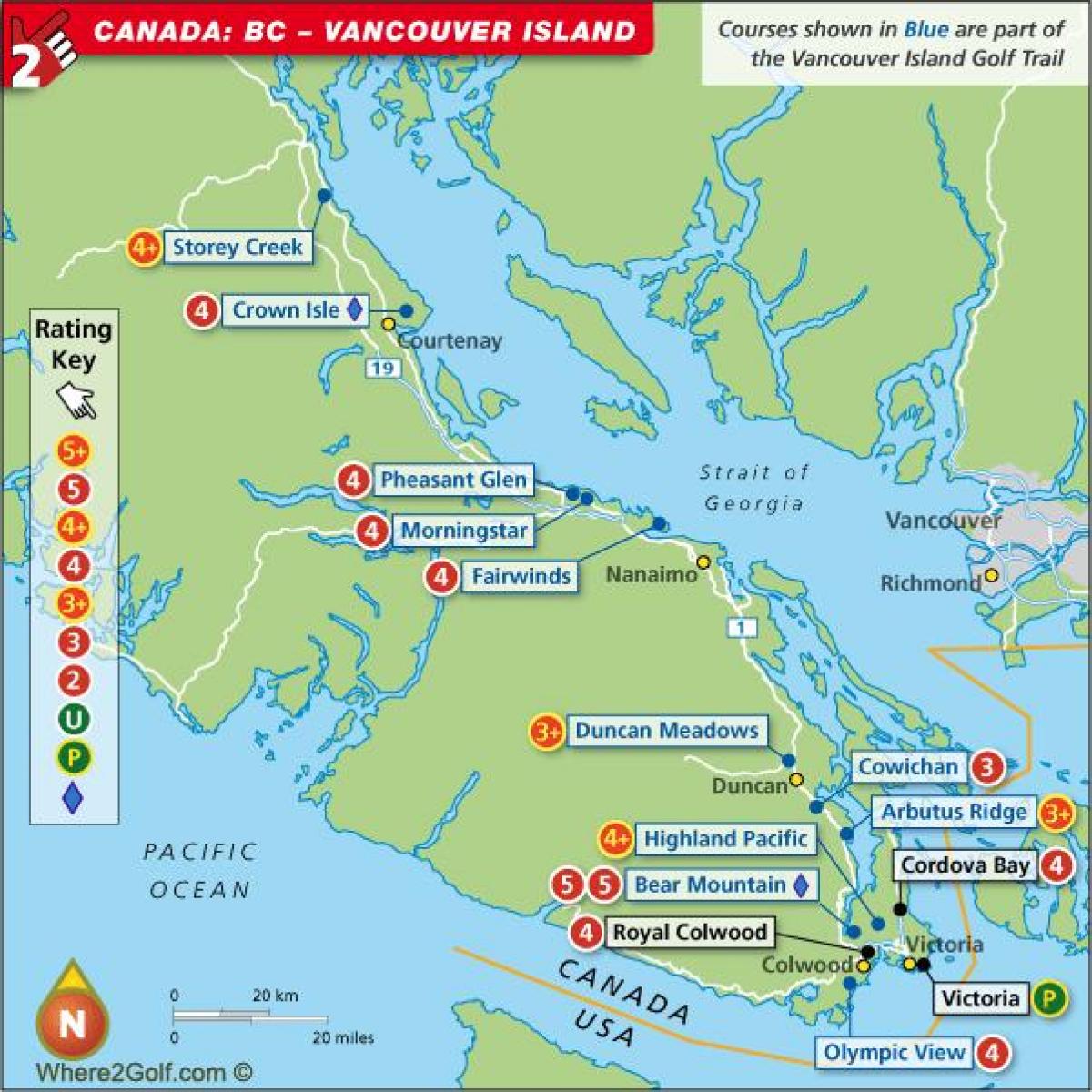 Vancouver Island Golf Courses Map 