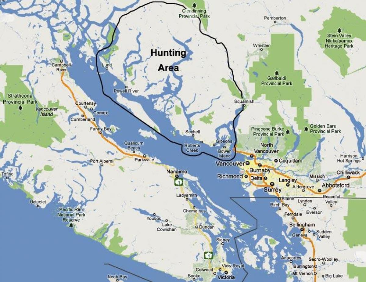 Map of vancouver island hunting