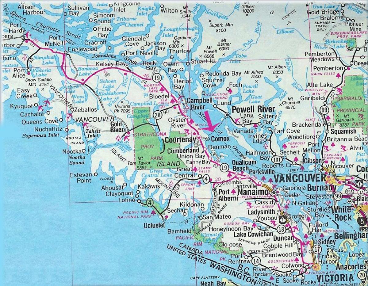 Map of vancouver island lakes