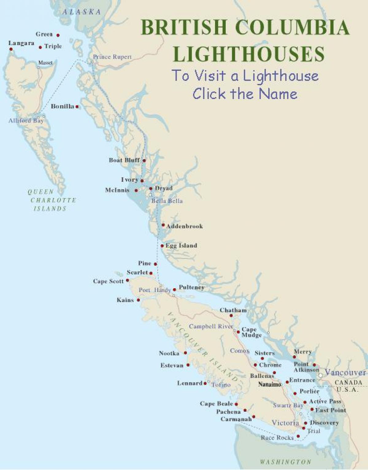 Map of vancouver island lighthouses