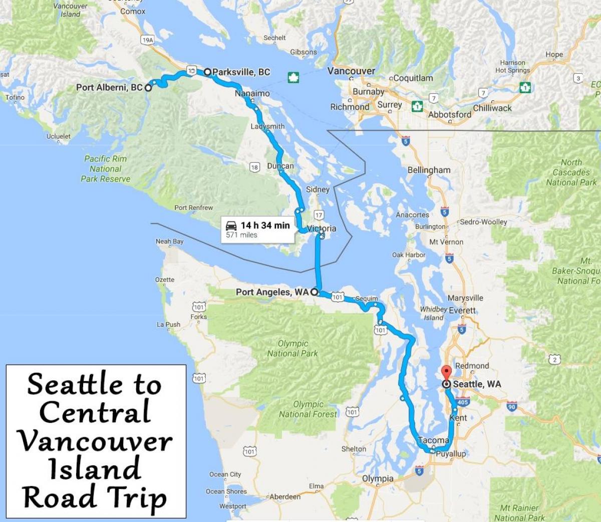 Map of vancouver island road trip
