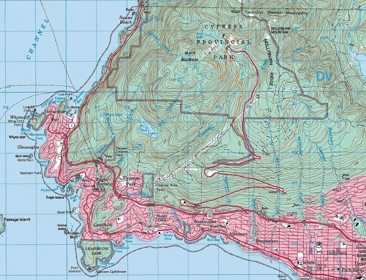 Map of vancouver topographic