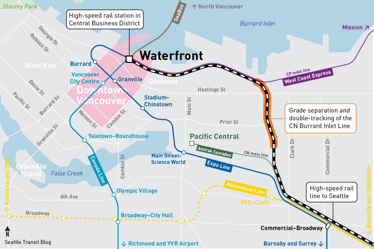 Map of waterfront station vancouver
