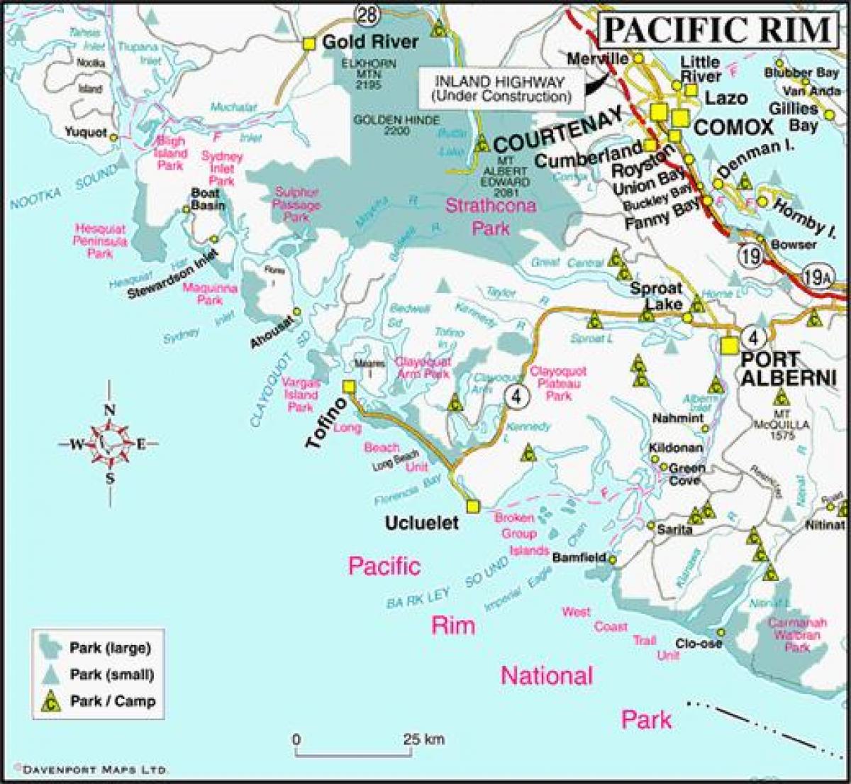 Map of west coast canada