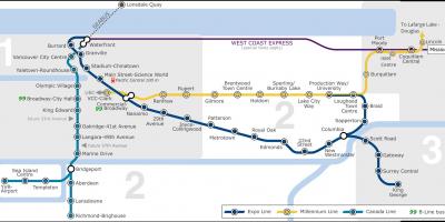 Vancouver airport to downtown skytrain map