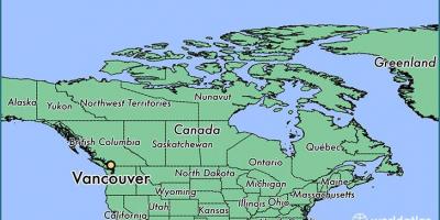 Map of canada showing vancouver