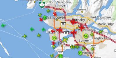 Map of yvr flight tracking